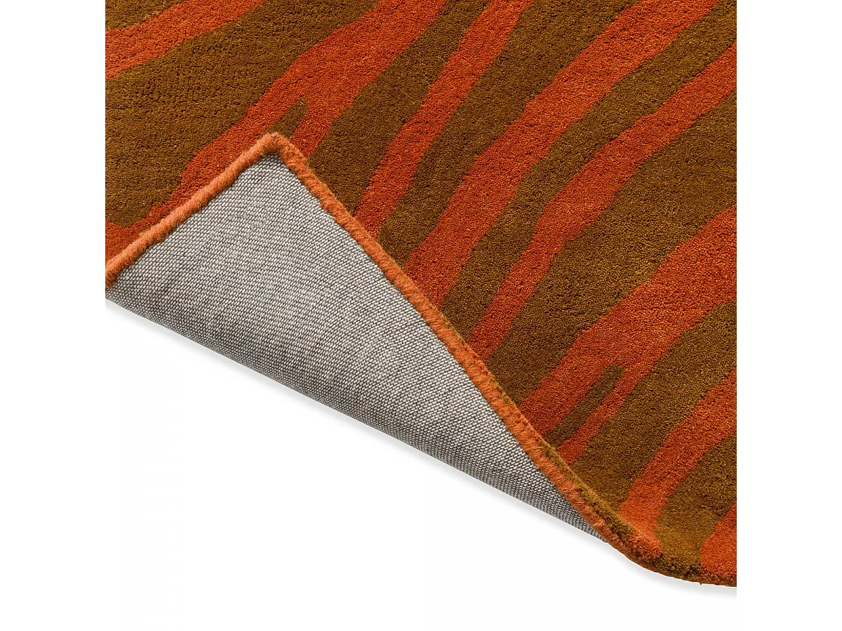 tapis grand salon 250x350 fait main en laine orange rectangle motif abstrait