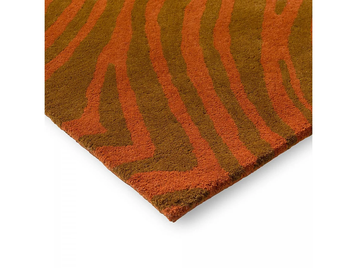 tapis grand salon 250x350 fait main en laine orange rectangle motif abstrait