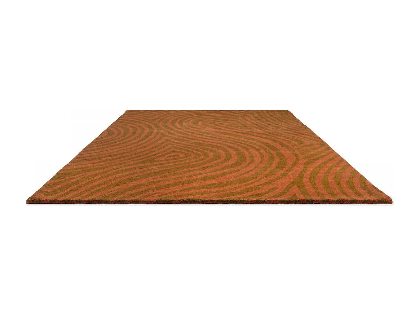 tapis grand salon 250x350 fait main en laine orange rectangle motif abstrait