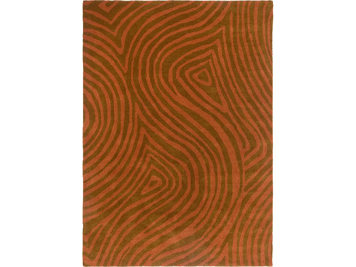 tapis grand salon 250x350 fait main en laine orange rectangle motif abstrait