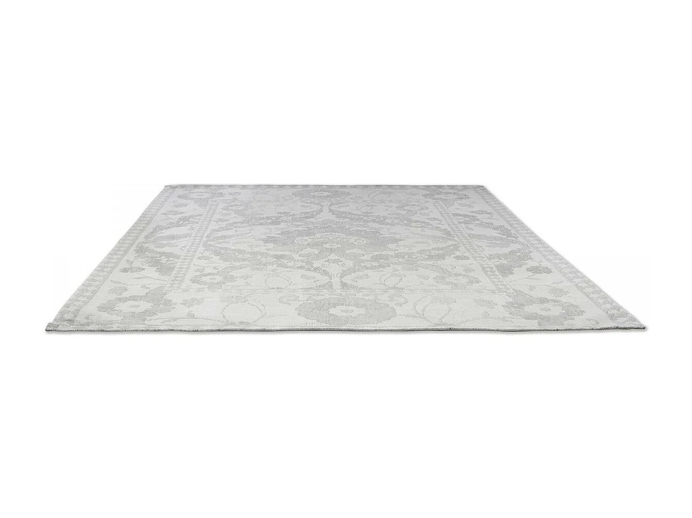 tapis grand salon 200x280 fait main en coton gris acier rectangle motif floral