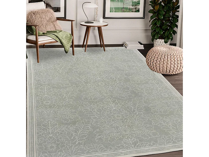 Tappeto da soggiorno e camera da letto fatto a mano in cotone con motivo floreale SILEST