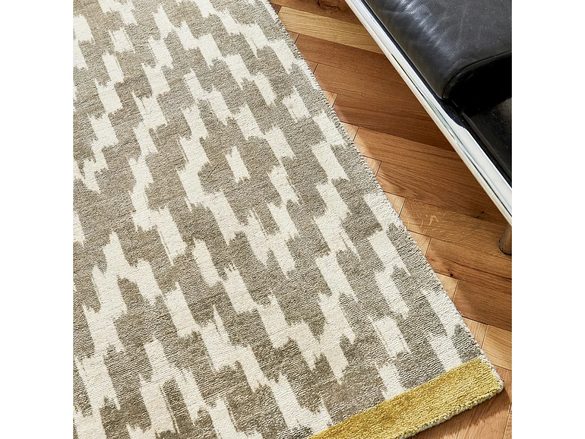 tapis grand salon 250x350 fait à la main en laine gris et crème motif scandinave