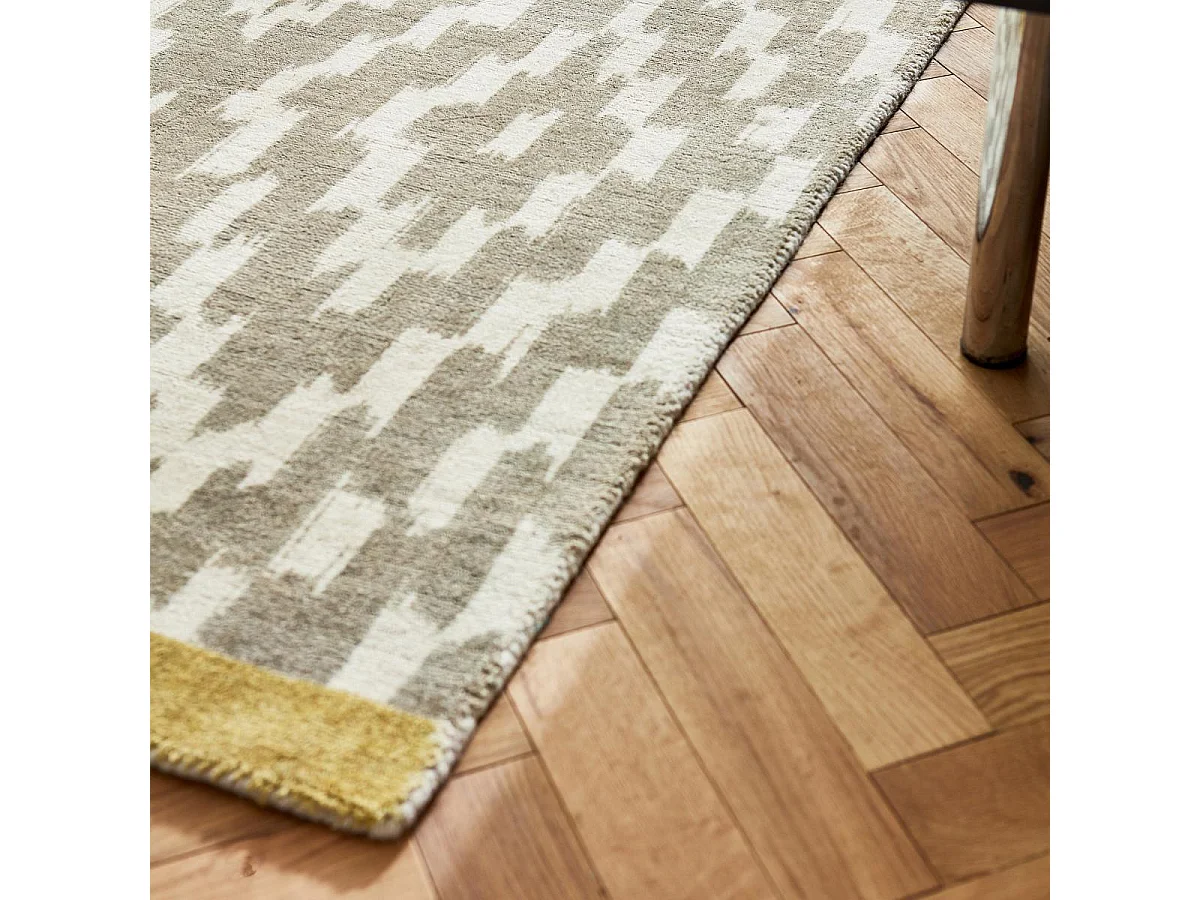 tapis grand salon 250x350 fait à la main en laine gris et crème motif scandinave