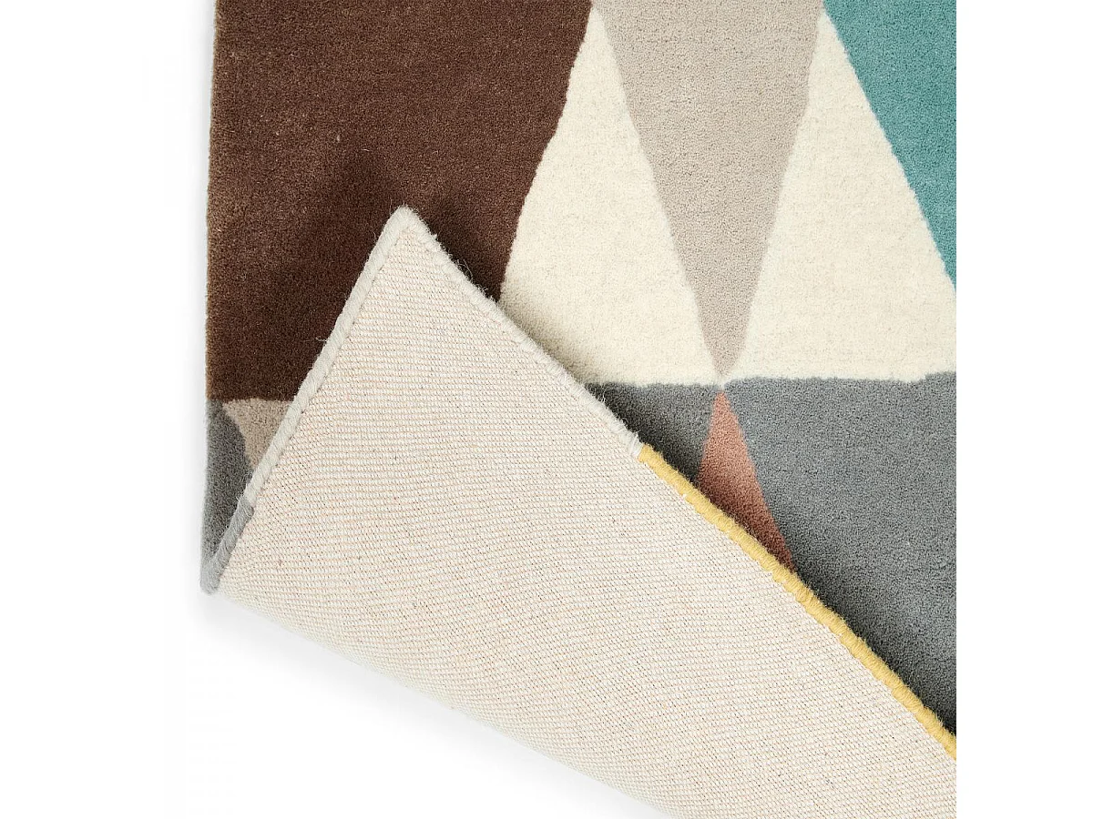 tapis entrée 140x200 tissé en laine gris et jaune rectangle motif géométrique