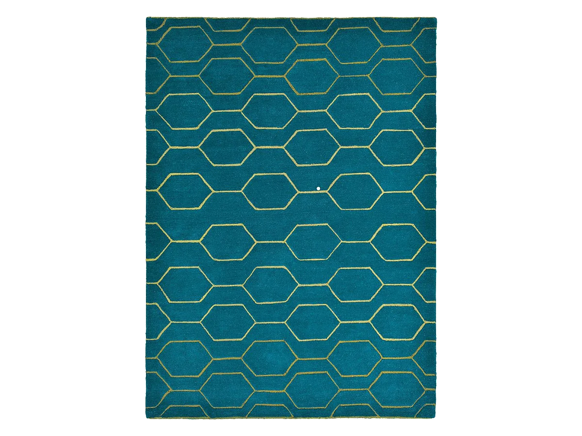 tapis chambre 120x180 fait à la main en laine bleu rectangle motif scandinave