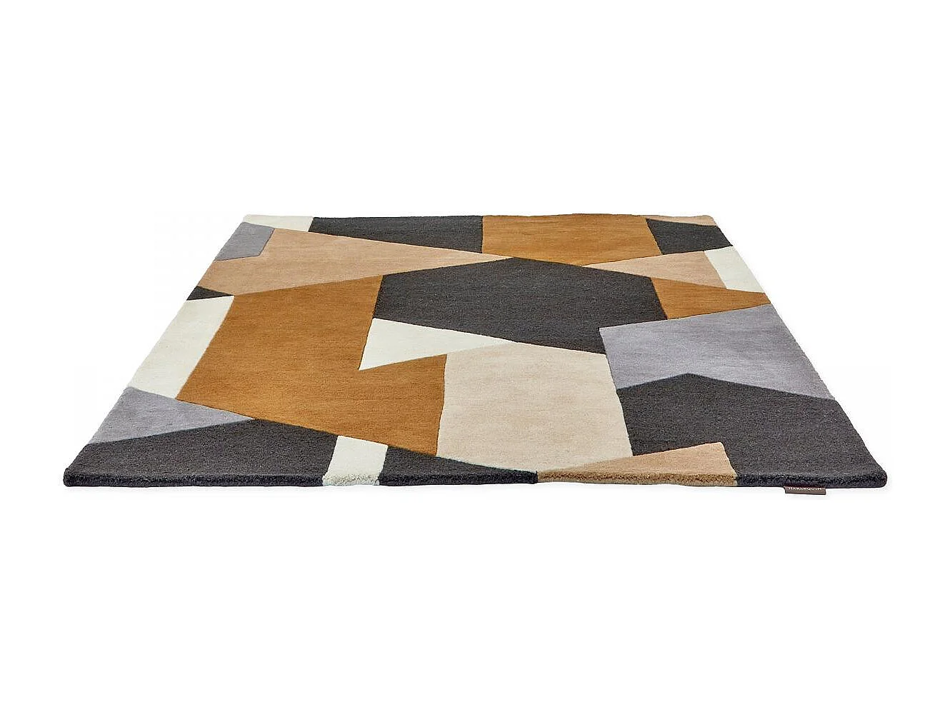 tappeto per camera da letto 170x240 realizzato a mano in lana grigio e panna fantasia geometrica