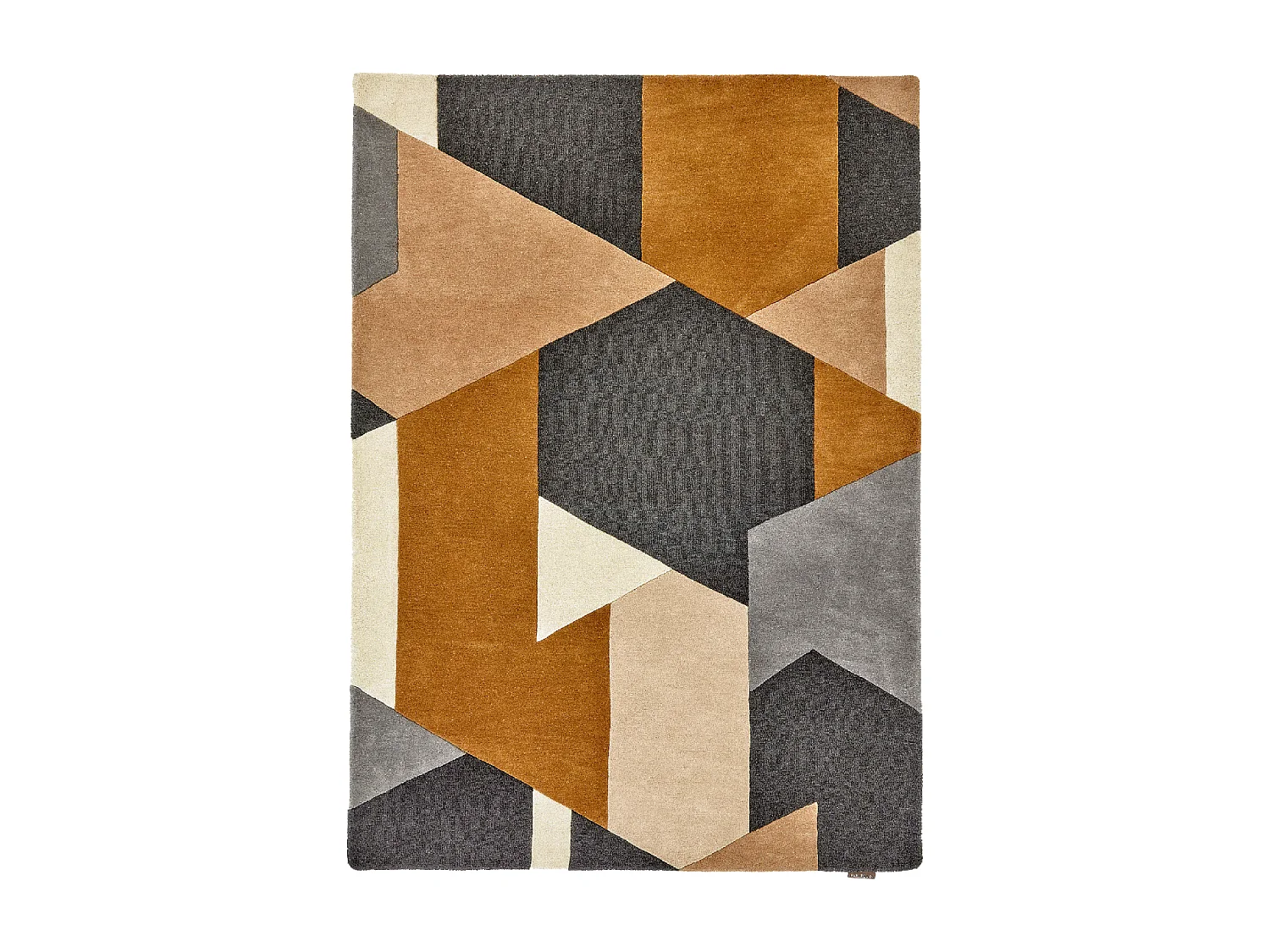 tappeto per camera da letto 170x240 realizzato a mano in lana grigio e panna fantasia geometrica