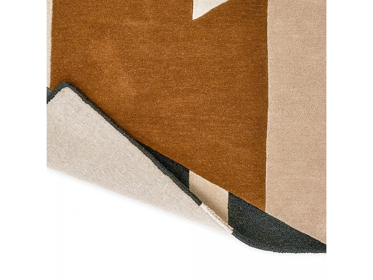 tapis salon 200x280 fait à la main en laine gris et crème motif géométrique