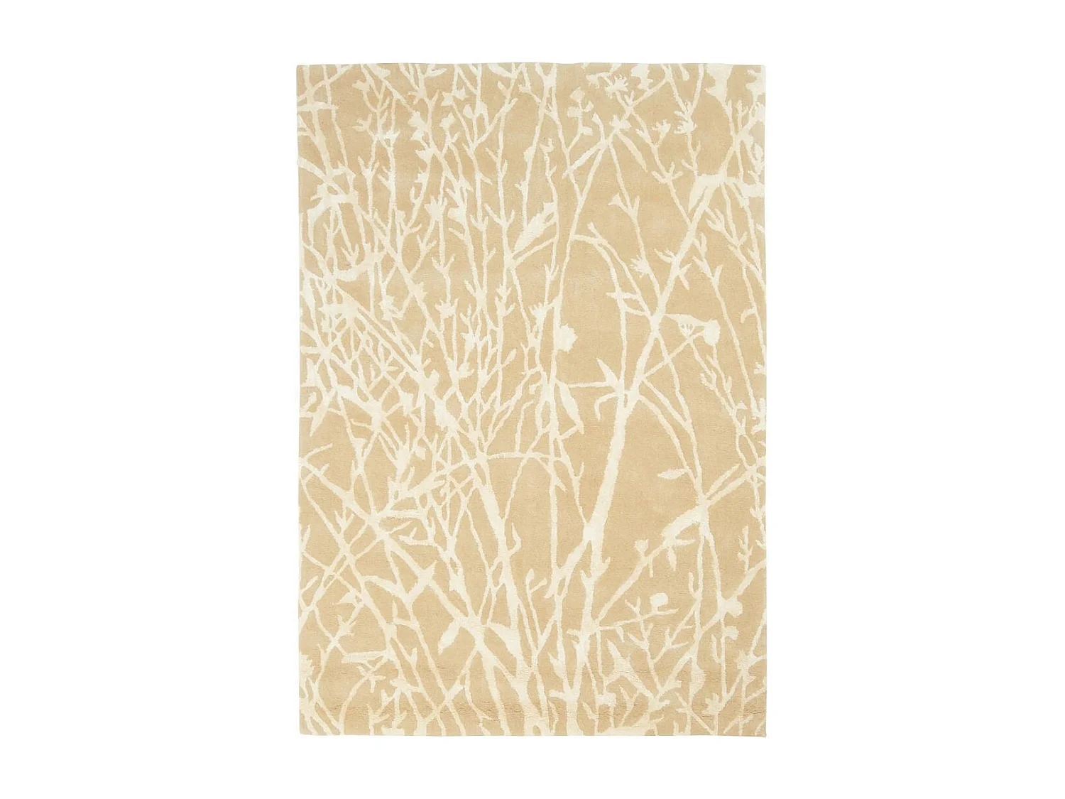 tapis salon 140x200 fait main en laine beige et blanc rectangle motif abstrait