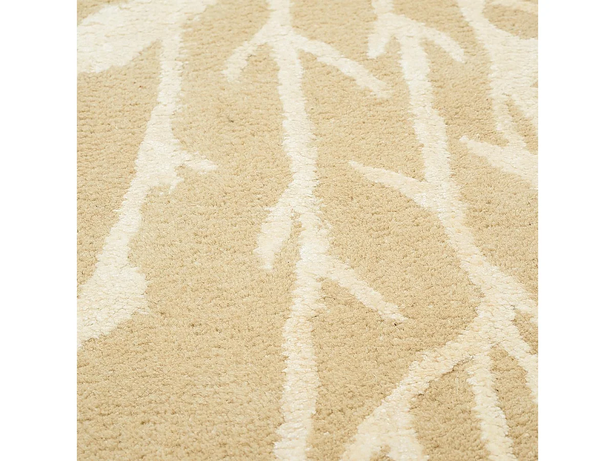 tapis salon 140x200 fait main en laine beige et blanc rectangle motif abstrait