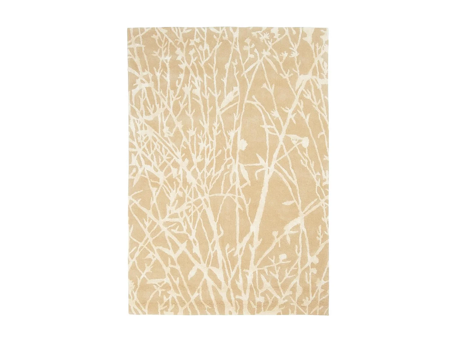 tapis salon 140x200 fait main en laine beige et blanc rectangle motif abstrait