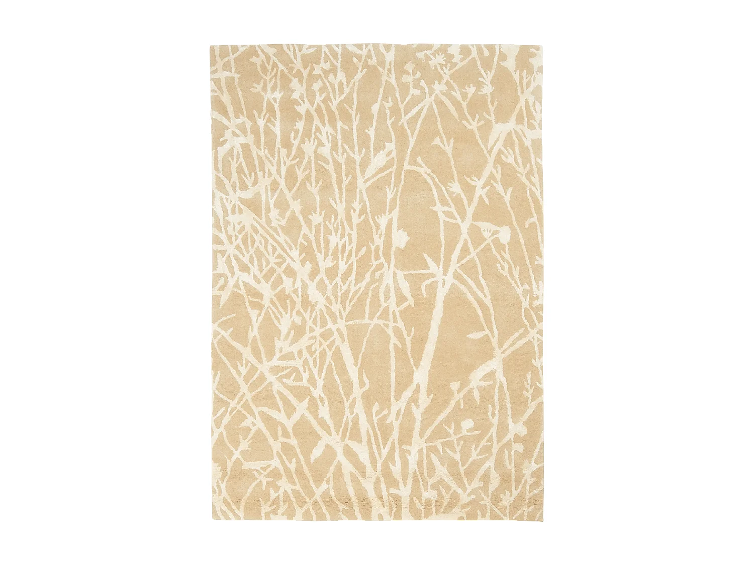 tapis salon 140x200 fait main en laine beige et blanc rectangle motif abstrait
