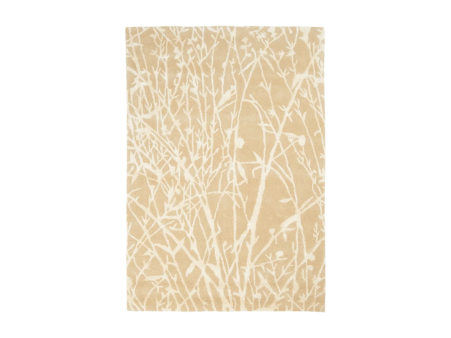 tappeto da soggiorno 140x200 realizzato a mano in lana beige e bianca fantasia rettangolare astratta