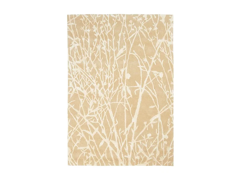 tapis salon 140x200 fait main en laine beige et blanc rectangle motif abstrait