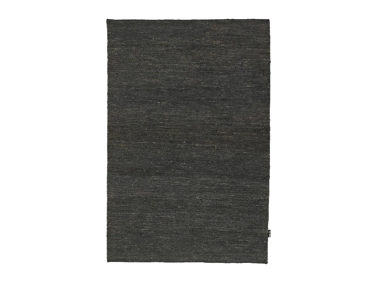 Tapis kilim 200x300 rectangle fait main en chanvre anthracite motif uni