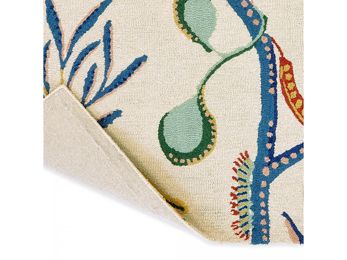 tapis grand salon 250x350 fait à la main en laine multicolore motif floral