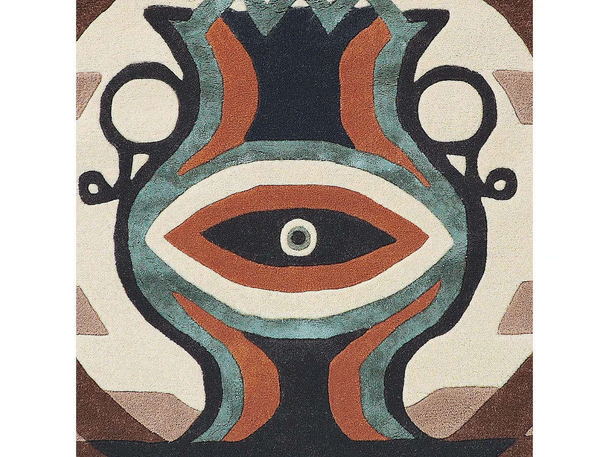 tapis open space 200x200 fait à la main en laine multicolore motif fresque