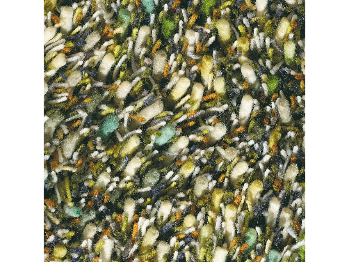 Tapis shaggy 250x350 rectangle tissé vert en laine motif faux uni SPRING