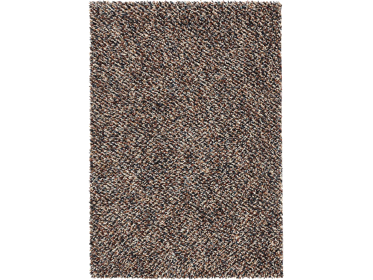 Tapis shaggy 250x350 rectangle tissé bleu et gris en laine motif faux uni DOTS
