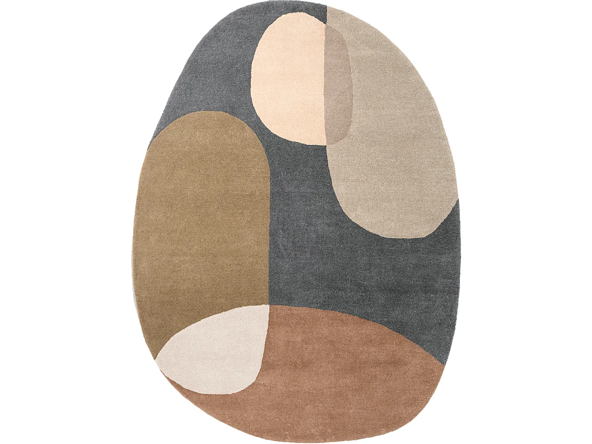 tapis open space 200x280 fait à la main en laine bleu et vert motif abstrait