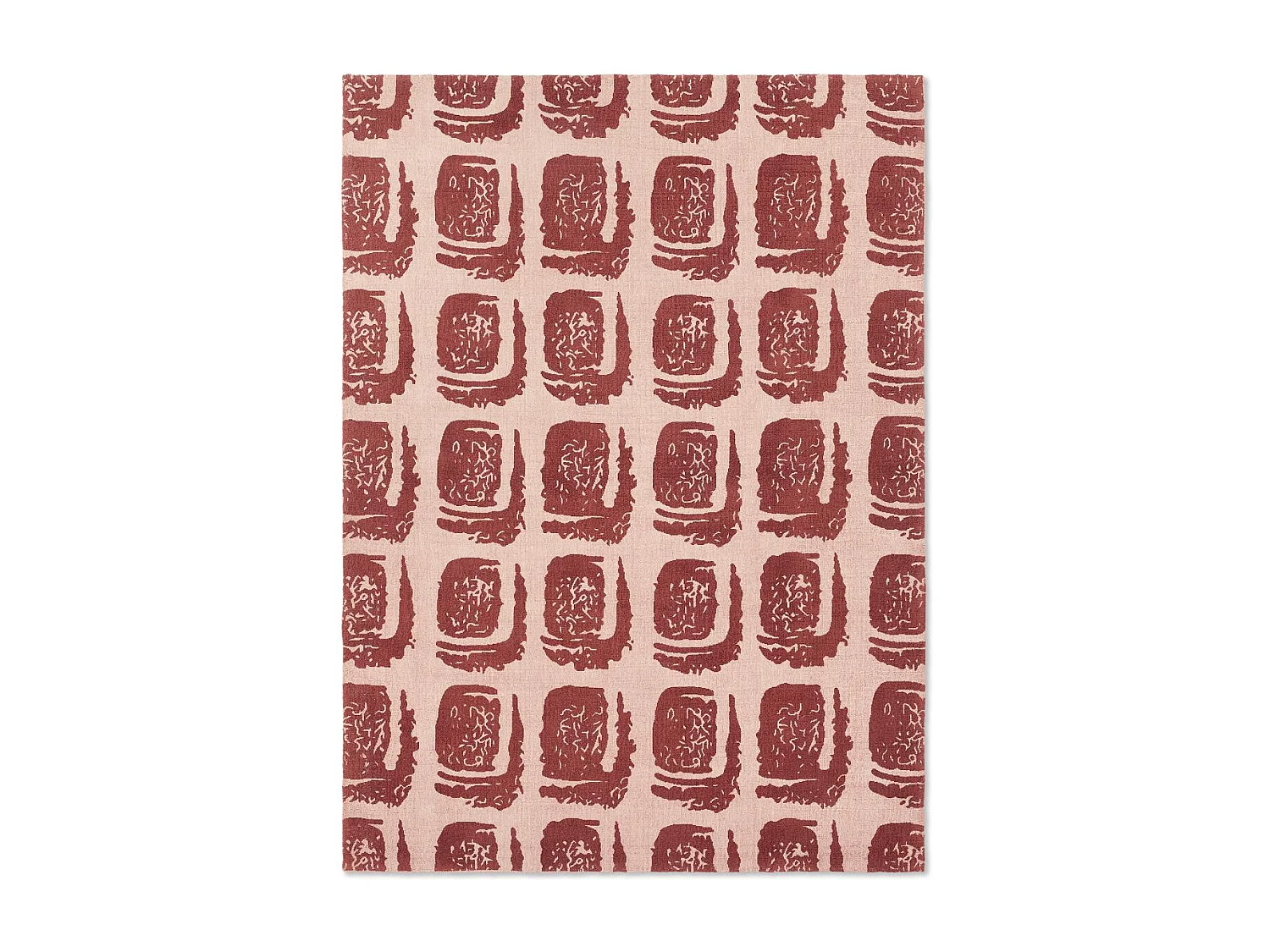 tapis chambre 200x280 fait à la main en coton rouge rectangle motif abstrait