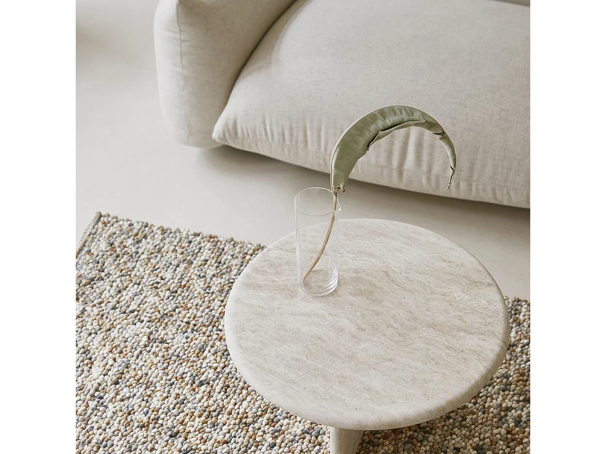 tapis salle de jeux 200x300 fait main en laine beige et gris motif simple