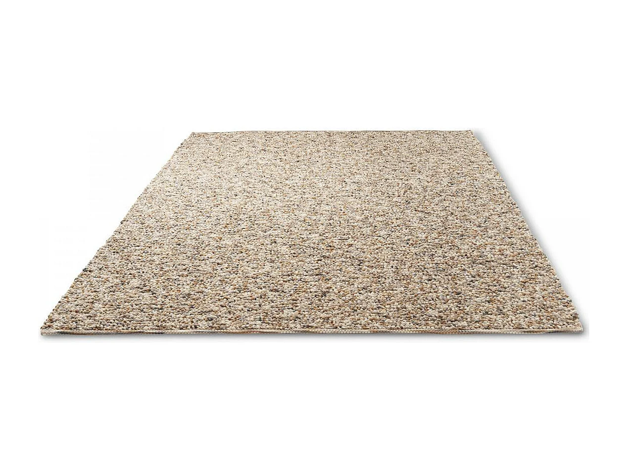 tapis salle de jeux 200x300 fait main en laine beige et gris motif simple