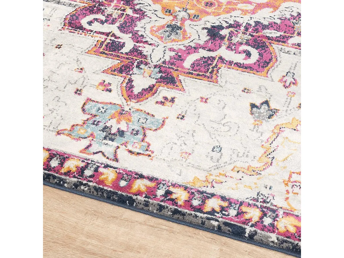 Tapis Vintage Oriental 160x220 cm - LYN3 MED - Couleur : multicolore violet orange bleu