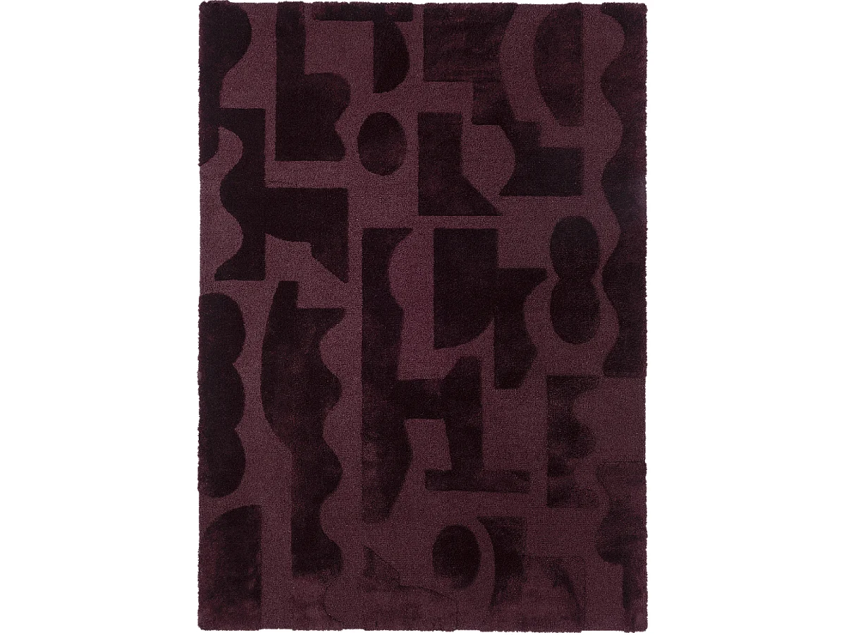 tapis open space 200x280 tufté en laine violet rectangle motif géométrique MURAL