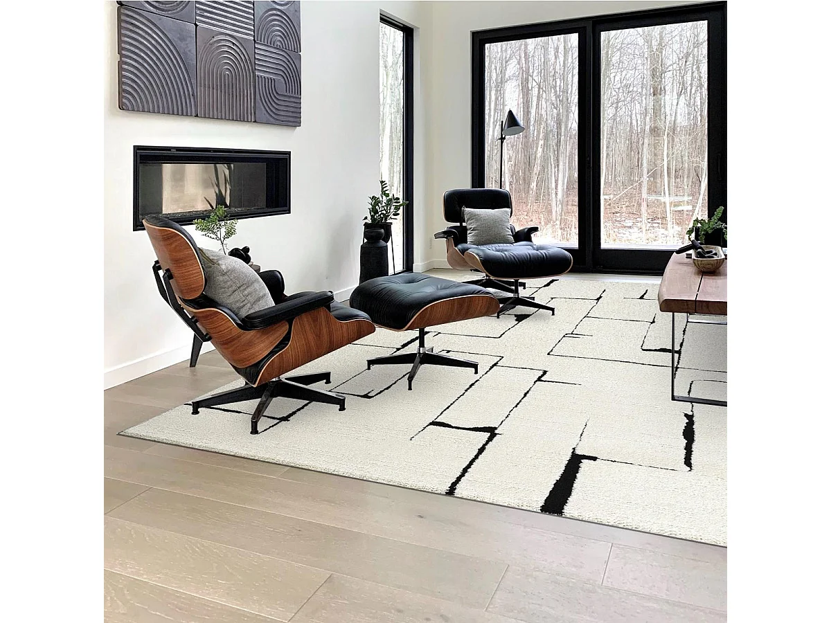 Tapis salon LYN9 BRINKI 80x300 cm Noir - Tapis Couloir doux et soyeux