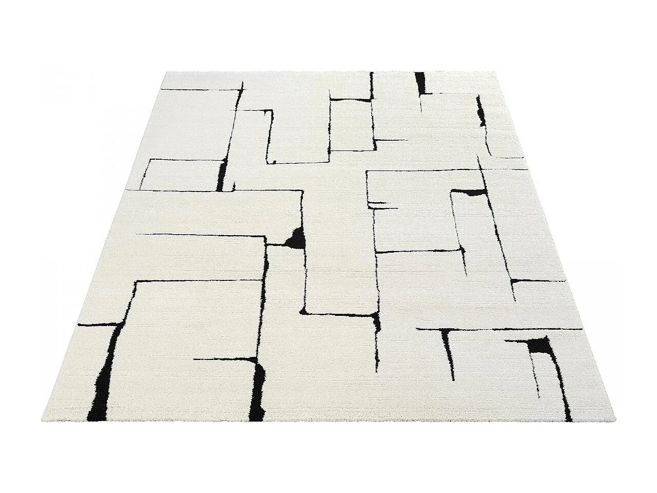 Tapis salon LYN9 BRINKI 80x300 cm Noir - Tapis Couloir doux et soyeux