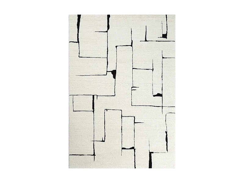 Tapis salon LYN9 BRINKI 80x300 cm Noir - Tapis Couloir doux et soyeux
