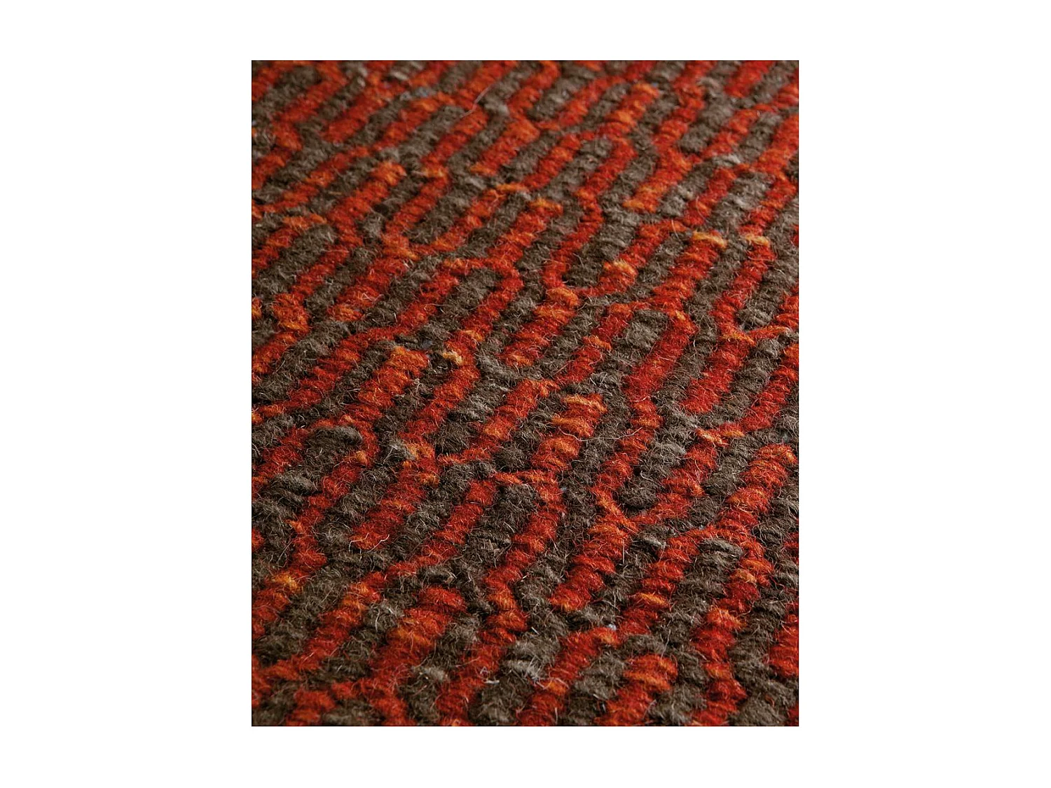 Tapis kilim 200x300 rectangle fait main en laine rouge motif faux uni