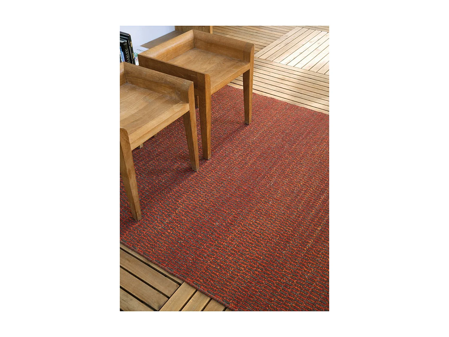 Tapis kilim 200x300 rectangle fait main en laine rouge motif faux uni
