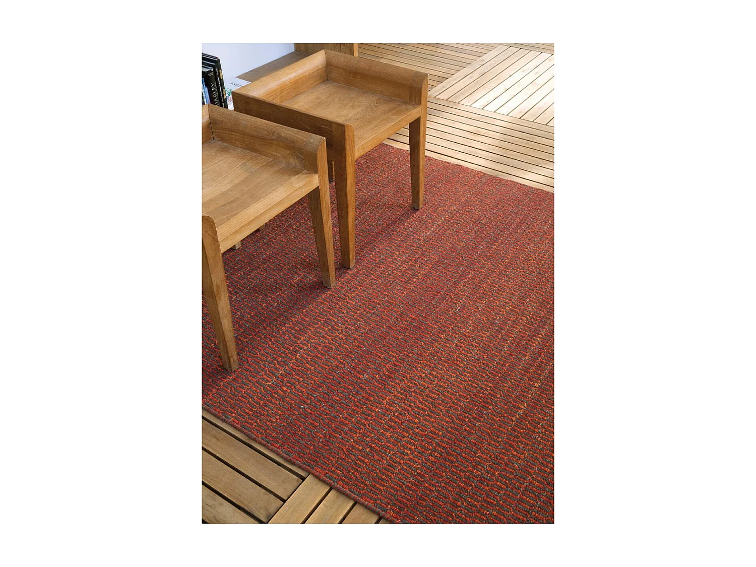 Tappeto Kilim 200x300 rettangolo realizzato a mano in lana rossa fantasia tinta unita