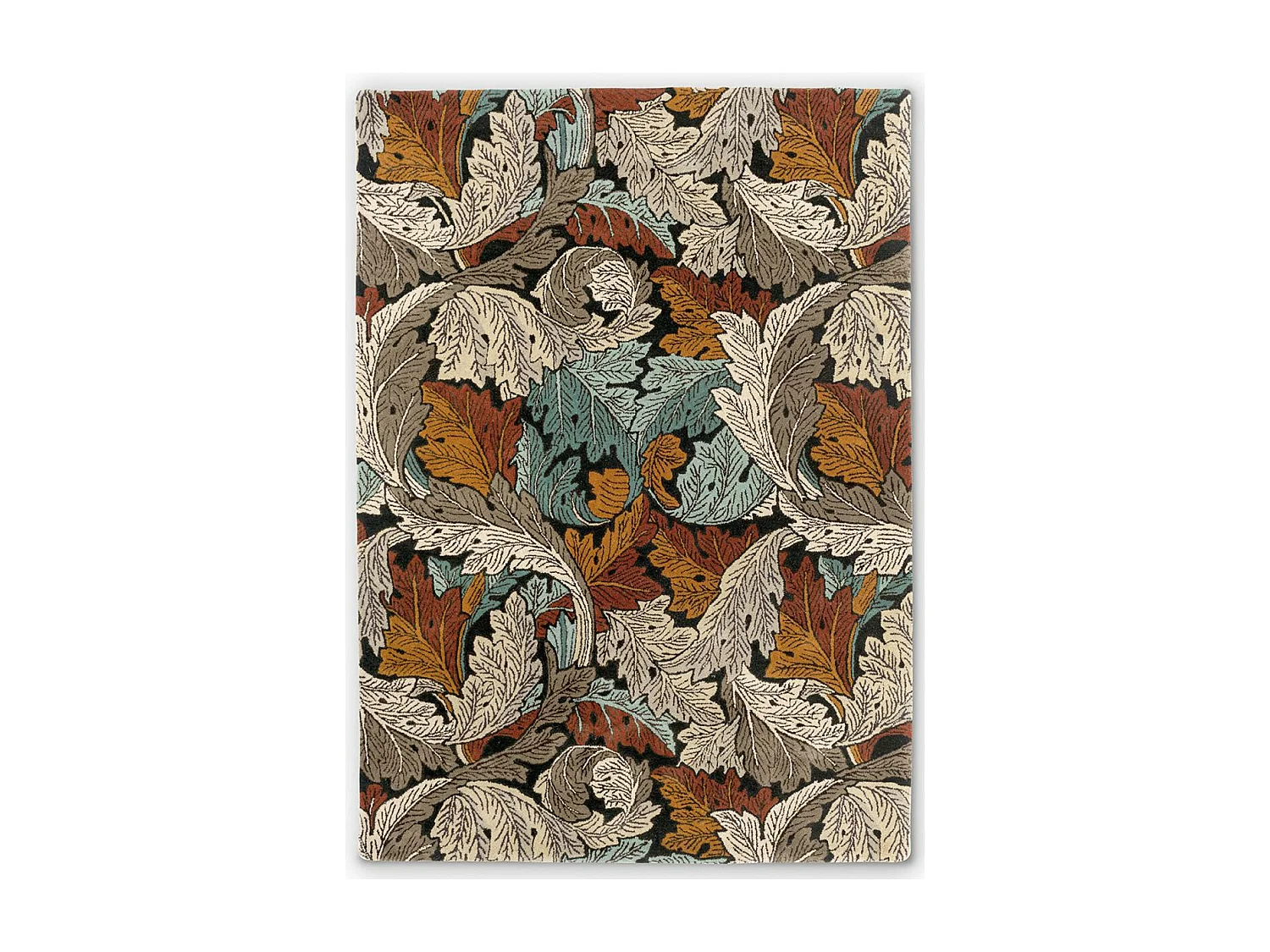 tapis chambre 170x240 fait à la main en laine beige et marron motif floral