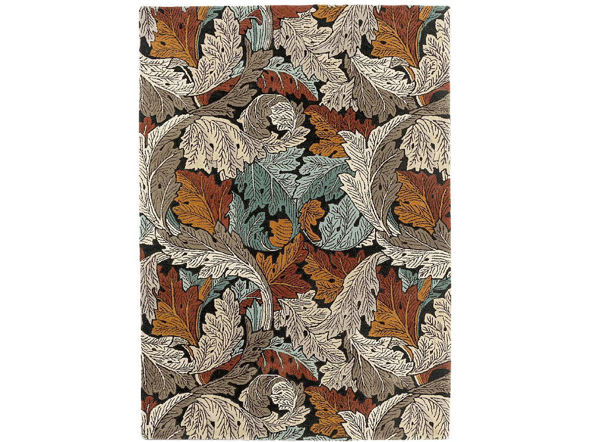 tapis chambre 170x240 fait à la main en laine beige et marron motif floral