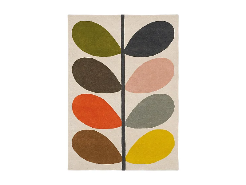 tapis salle à manger 250x350 fait à la main en laine crème et orange