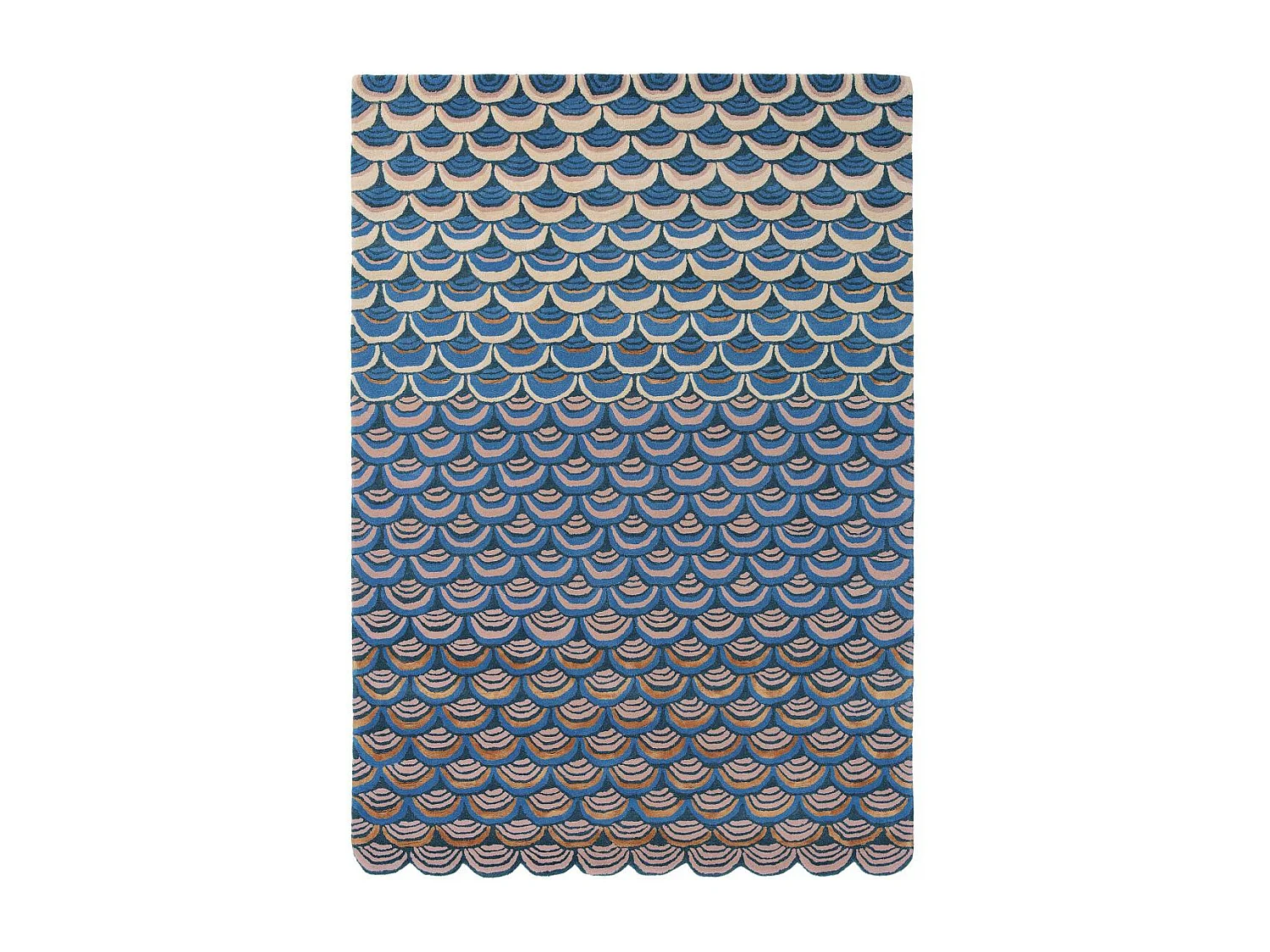 tapis entrée 140x200 fait à la main en laine bleu et rose motif géométrique
