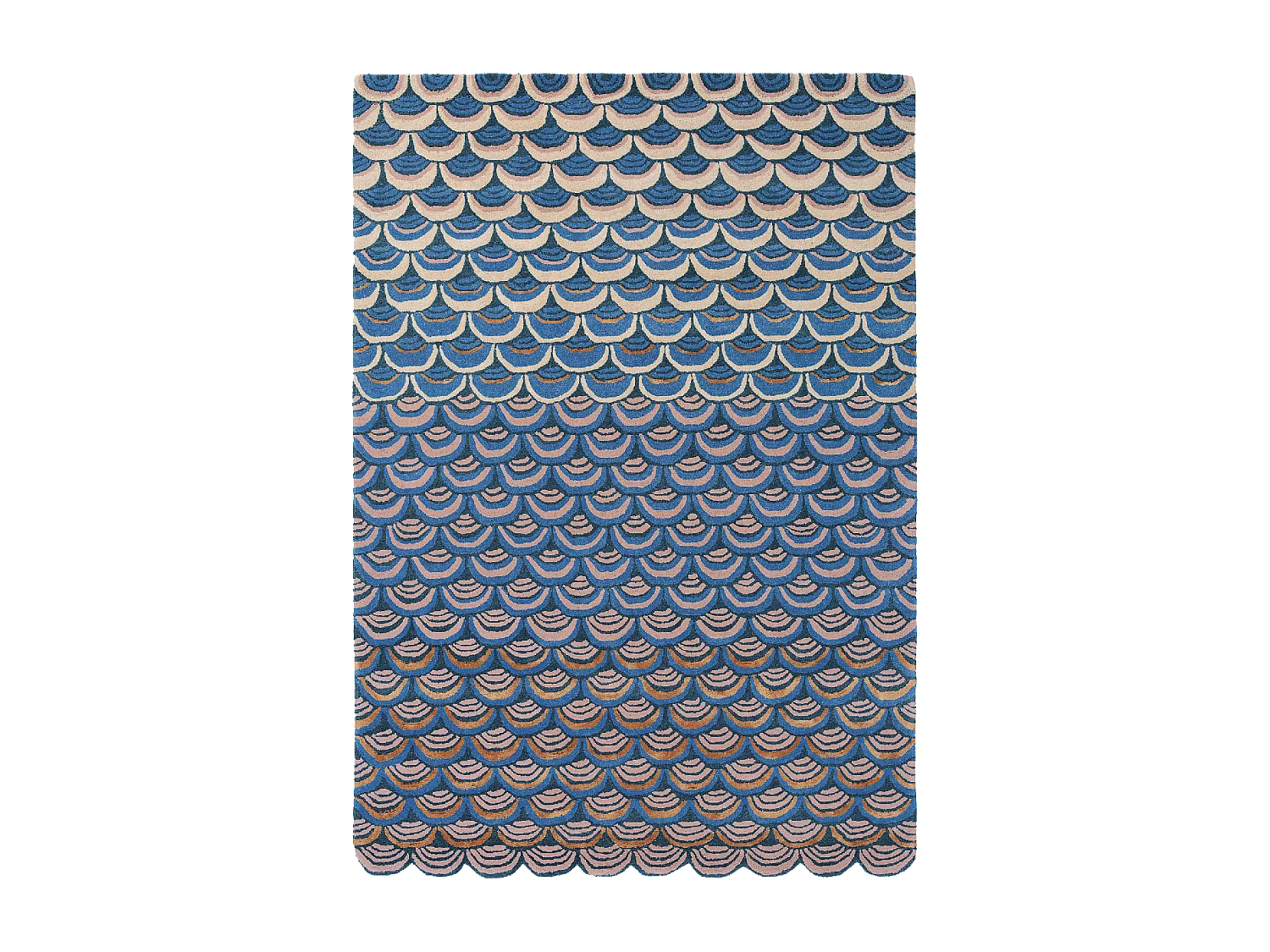 tappeto da ingresso 140x200 realizzato a mano in lana blu e rosa fantasia geometrica