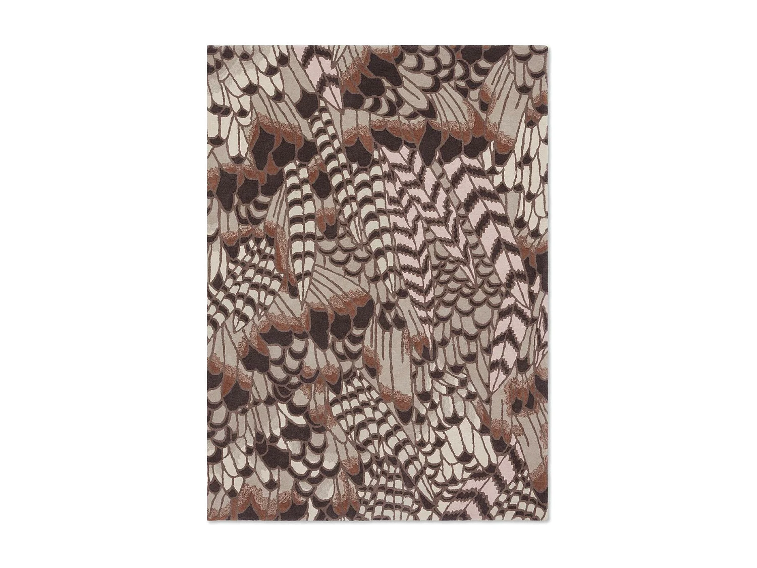 tapis chambre 170x240 fait à la main en laine marron rectangle motif floral