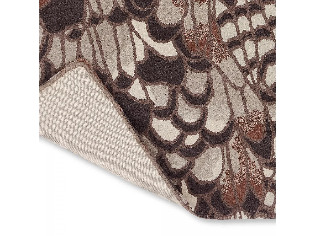 tapis chambre 170x240 fait à la main en laine marron rectangle motif floral