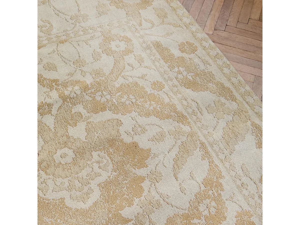 tapis salon 170x240 fait main en coton or rectangle motif floral NEWBOR