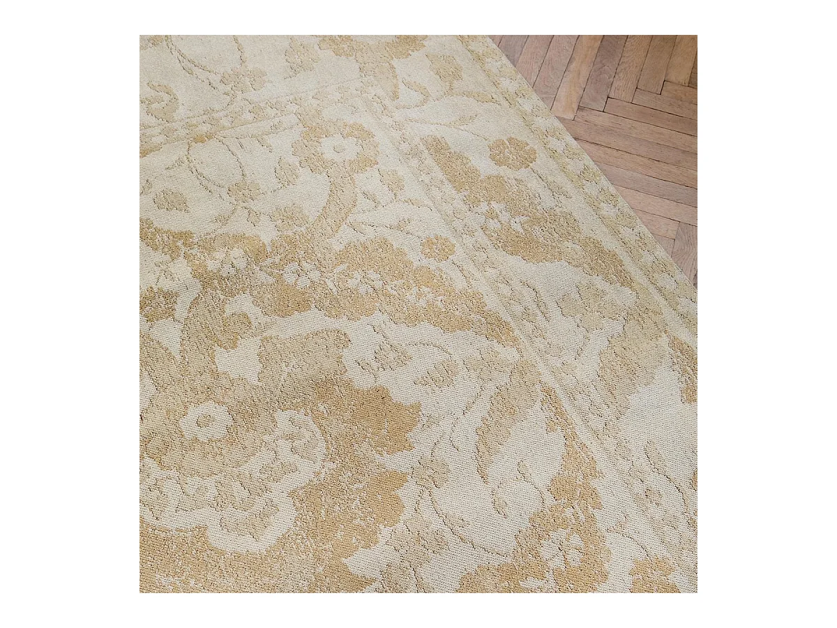 tapis salon 170x240 fait main en coton or rectangle motif floral NEWBOR