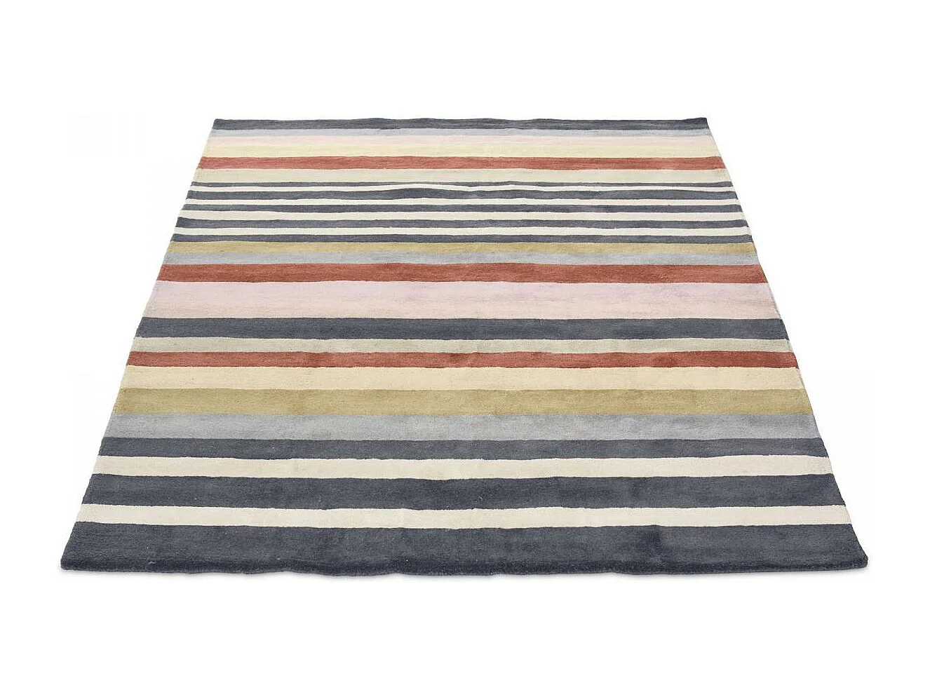 tapis chambre 170x240 fait à la main en laine mutlicolore motif géométrique