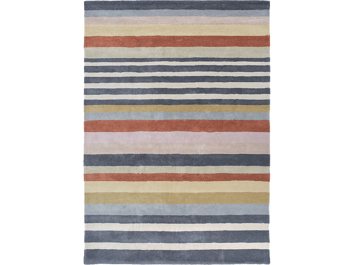 tapis chambre 170x240 fait à la main en laine mutlicolore motif géométrique