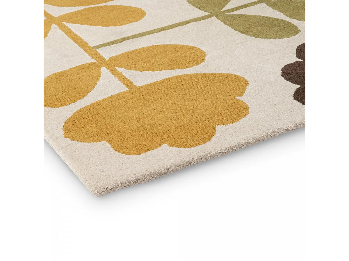 tapis entrée 120x180 fait à la main en laine beige et vert motif seventies