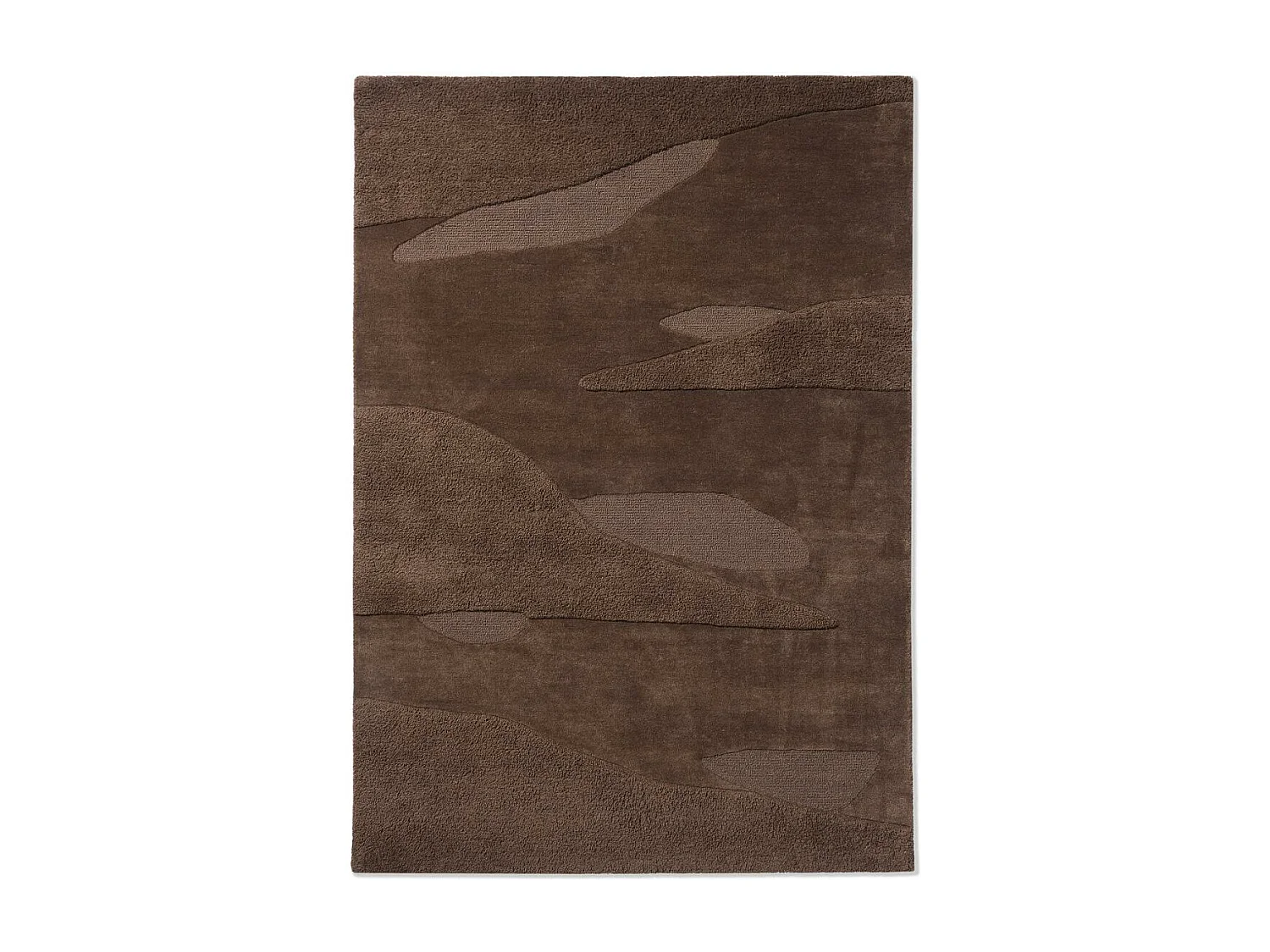 tapis chambre 160x230 fait à la main en laine marron rectangle motif faux uni