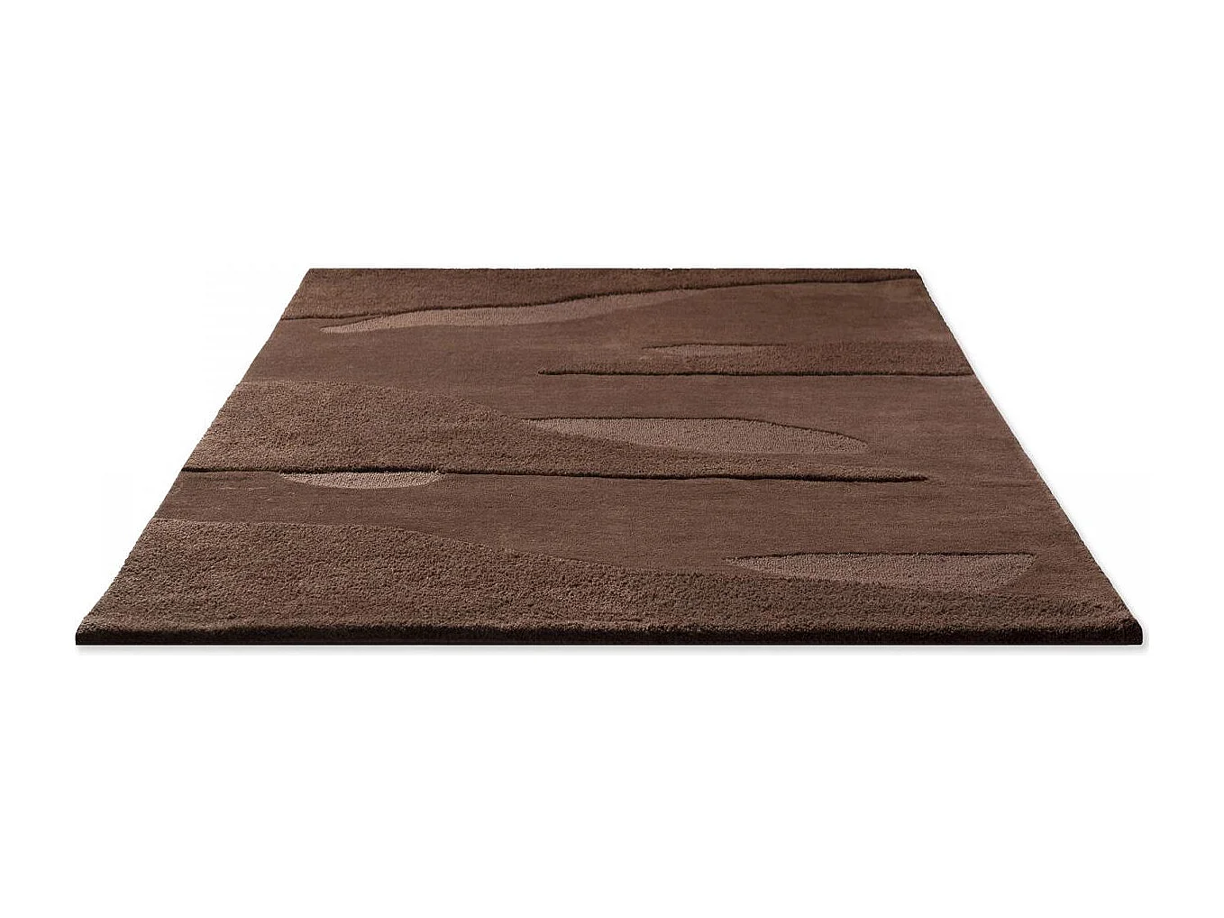 tapis chambre 160x230 fait à la main en laine marron rectangle motif faux uni